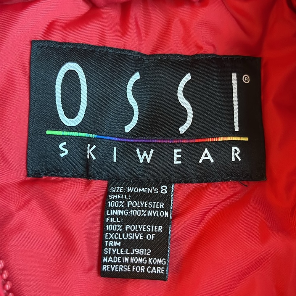 Vintage 90s Ossi Skiwear Faux Fur Collar Red Belted Snow Jacket Women’s Size 8